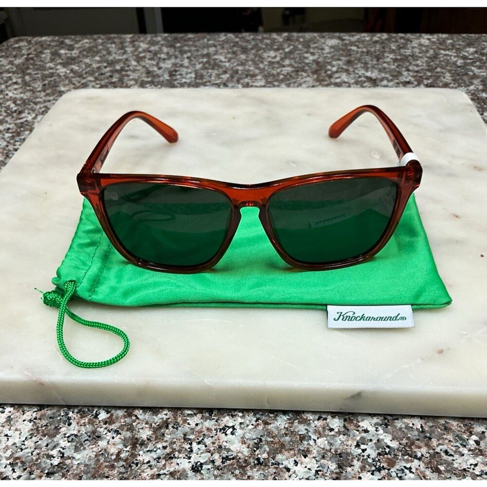 Knockaround FASTLANE Square Sunglasses Brown Plastic Frame Green Polarized UV400